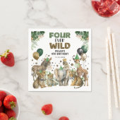 Groen Goud Vier Ever Wild Safari 4e Verjaardag Servet (Insitu)