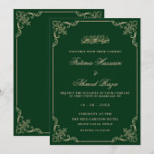 Groen Goud Vintage Romantisch Schrift Muslim Huwel Kaart (Voorkant / Achterkant)