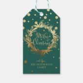 Groen Goud Vrolijk Kerstmis Eucalyptus Krans Cadeaulabel (Voorkant)