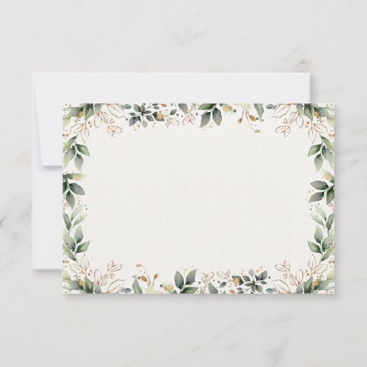 Groen Goud Waterverf Boho Maaltijd Keuze Bruiloft RSVP Kaartje (Achterkant)