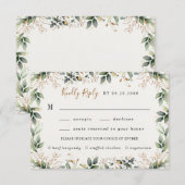 Groen Goud Waterverf Boho Maaltijd Keuze Bruiloft RSVP Kaartje (Voorkant / Achterkant)