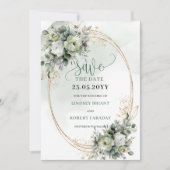 Groen Goud Waterverf Eucalyptus Save The Date (Voorkant)