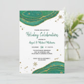 Groen & Goud Waterverf Geode Agate Vakantiefeest Kaart (Staand voorkant)