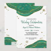 Groen & Goud Waterverf Geode Agate Vakantiefeest Kaart (Voorkant / Achterkant)