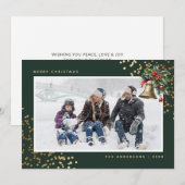 Groen Goud Waterverf Holly Bell Foto Feestdagenkaart (Voorkant / Achterkant)