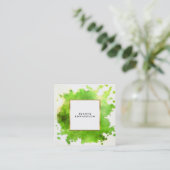 Groen goud waterverf spatten professionele spetter vierkante visitekaartje (Staand voorkant)