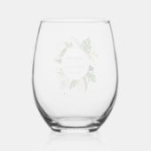 Groen & Goud Waterverf Tropisch Bruiloft Wijnglas Zonder Voet (Achterkant)