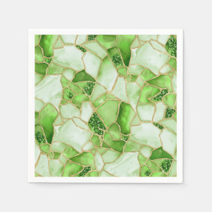 Groen Goud Waterverf Zee Glas Mozaïek Patroon Servet