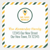 Groen & Goud We hebben Striped Moving verplaatst Vierkante Sticker (Voorkant)
