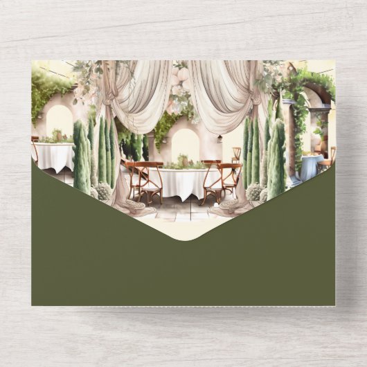 Groen goud wijnmakerij Toscaanse wijngaard al fres All In One Uitnodiging (Achterkant)