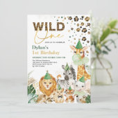 Groen goud wild een Safari Party Animals Kaart (Staand voorkant)