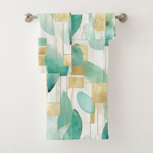 Groen Goud Wit Abstract Bad Handdoek (Insitu)