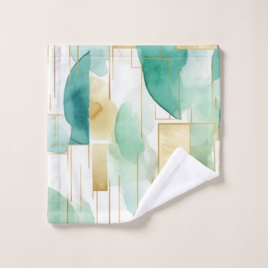 Groen Goud Wit Abstract Bad Handdoek (Wasdoekje)