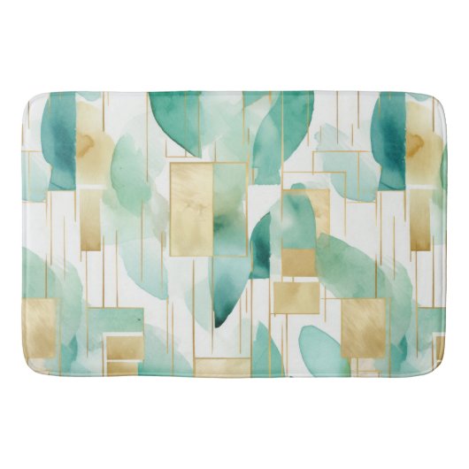 Groen Goud Wit Abstract Badmat (Voorkant)