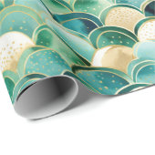 Groen Goud Wit Abstract Cadeaupapier (Rol Hoek)