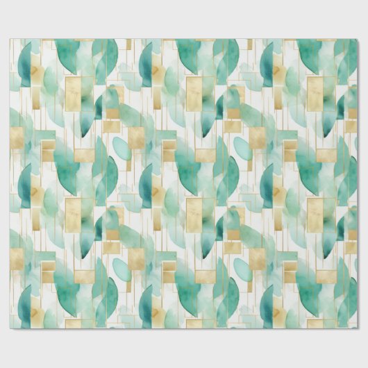 Groen Goud Wit Abstract Cadeaupapier (Vlak)