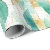 Groen Goud Wit Abstract Cadeaupapier (Rol Hoek)
