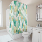 Groen Goud Wit Abstract Douchegordijn (In situ)