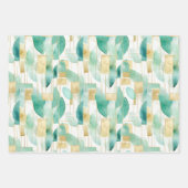 Groen Goud Wit Abstract Inpakpapier Vel (Voorkant 2)