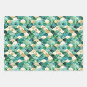 Groen Goud Wit Abstract Inpakpapier Vel (Voorkant)