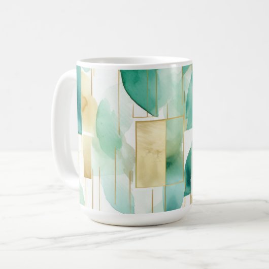 Groen Goud Wit Abstract Koffiemok (Voorkant links)