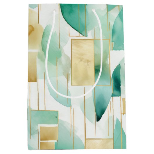 Groen Goud Wit Abstract Medium Cadeauzakje (Voorkant)