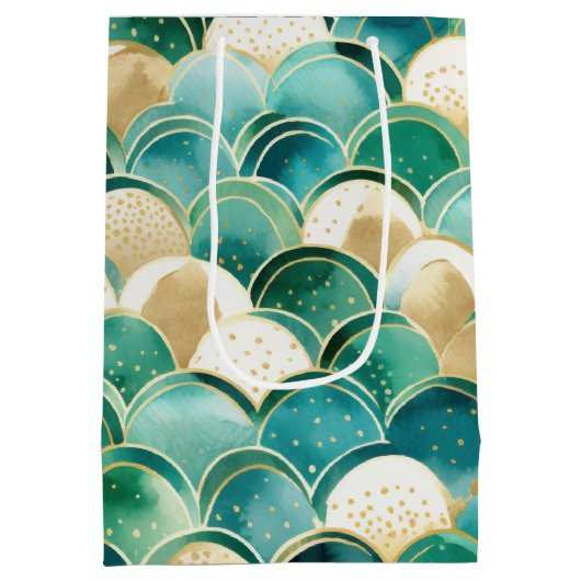 Groen Goud Wit Abstract Medium Cadeauzakje (Achterkant)