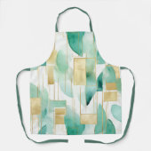 Groen Goud Wit Abstract Schort (Voorkant)