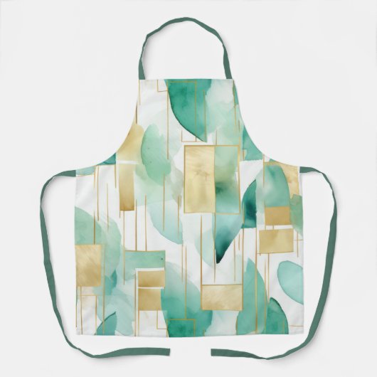 Groen Goud Wit Abstract Schort (Voorkant)