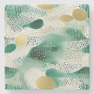 Groen Goud Wit Abstract Stenen Onderzetter