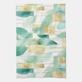 Groen Goud Wit Abstract Theedoek (Verticaal)