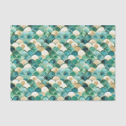 Groen Goud Wit Abstract Tissuepapier (Voorkant)