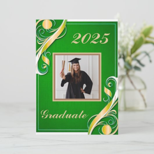 Groen Goud Wit Afstuderen 2025 Kaart (Staand voorkant)