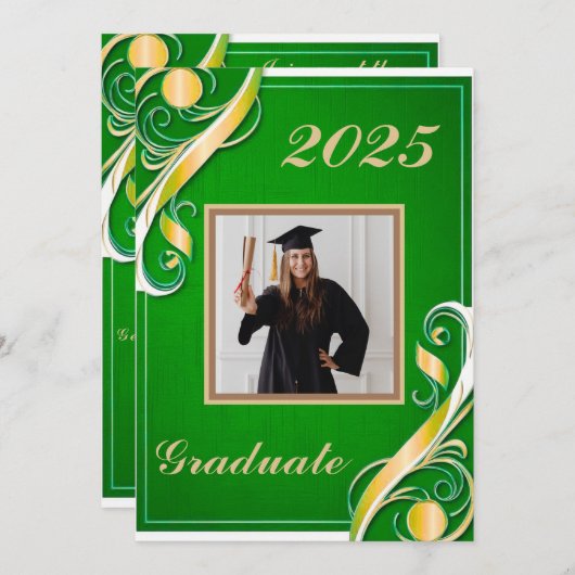 Groen Goud Wit Afstuderen 2025 Kaart (Voorkant / Achterkant)