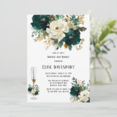 Groen Goud Wit Bloemen Brunch en Bubble Kaart (Staand voorkant)