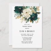 Groen Goud Wit Botanische Bloemen Bruiloft Douche Kaart (Voorkant)