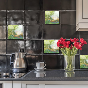 Groen Goud Wit Marmer Tegeltje