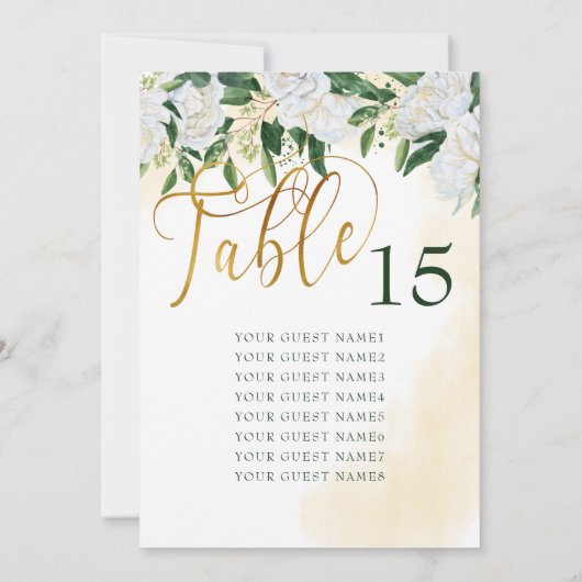 Groen Goud Wit Pioen Roos Bloemen Zitkaarten Kaart (Achterkant)