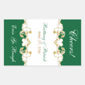 Groen Goud Wit Scrolls Wijnlabel Sticker (Voorkant)