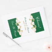 Groen Goud Wit Scrolls Wijnlabel Sticker (Envelop)