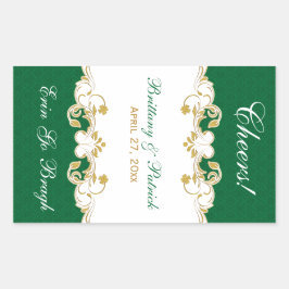 Groen Goud Wit Scrolls Wijnlabel Sticker