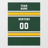 Groen Goud Wit Sport Jersey Team Naam Nummer Raamsticker (Vel)