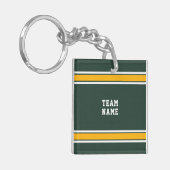 Groen Goud Wit Sport Jersey Team Naam Nummer Sleutelhanger (Voorkant Links)
