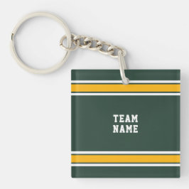 Groen Goud Wit Sport Jersey Team Naam Nummer Sleutelhanger