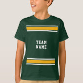 Groen Goud Wit Sport Jersey Teamnaam Kinder T-shirt (Voorkant)