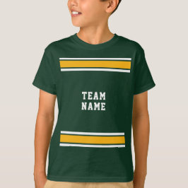 Groen Goud Wit Sport Jersey Teamnaam Kinder T-shirt