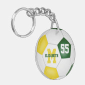 Groen Goud Wit Team Kleuren Voetbalzak label Sleutelhanger (Voorkant Links)