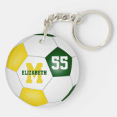 Groen Goud Wit Team Kleuren Voetbalzak label Sleutelhanger (Achterkant)