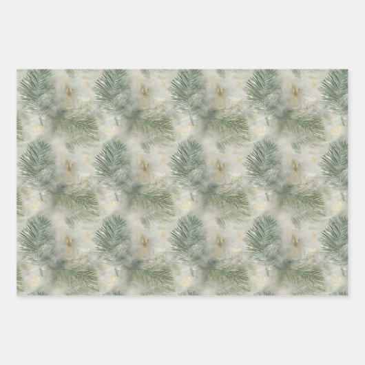 Groen Goud Wit Tropisch Bladeren Inpakpapier Vel (Voorkant)