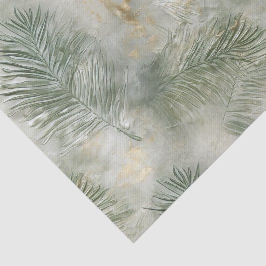 Groen Goud Wit Tropisch Bladeren Tissuepapier (Detail)